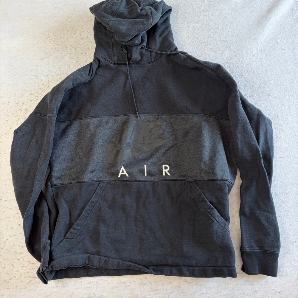 Nike Air Hoodie Mens XL Black Grey Colorblock Graphic Logo Pullover